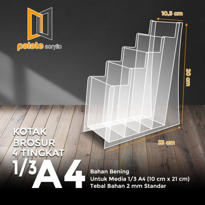 

AKRILIK RAK TEMPAT BROSUR AKRILIK 4 SUSUN 1/3 A4 Kode 718