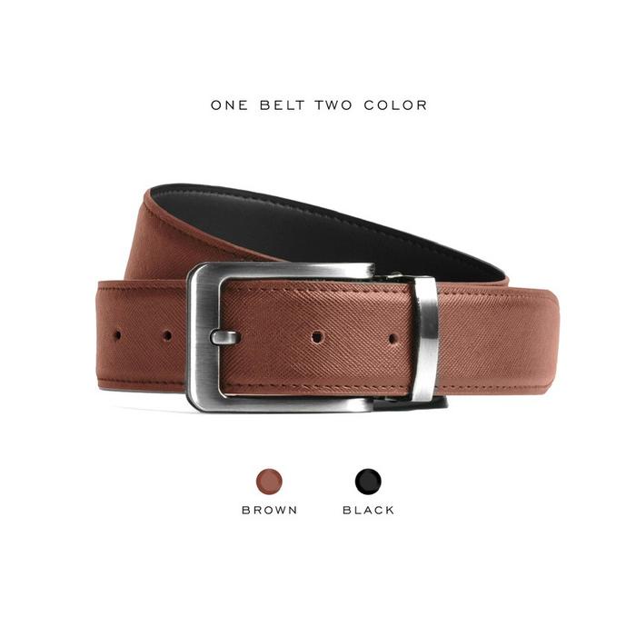 Heymale Reversible Belt Bundling Package Ikat Pinggang Pria Black - Brown