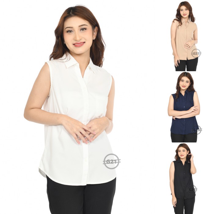 SALE Kemeja Yukensi Atasan Tanktop Wanita Lengan Buntung Tanpa Lengan Inner Basic Dalaman Jas Blazer