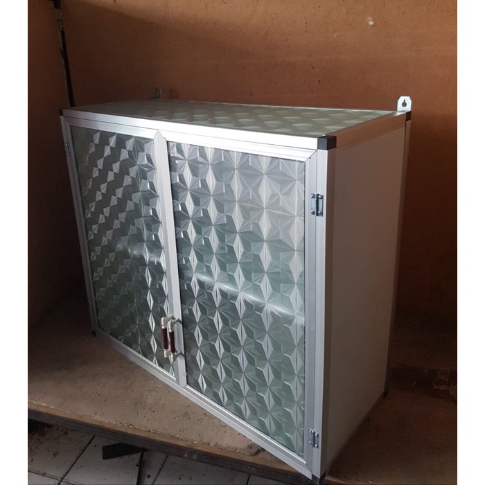 Rak Gantung Lemari Dapur Kitchen Set Atas Aluminium Kaca 2 Pintu Polos