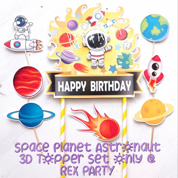 BISA SPK Space Astronaut Solar System Cake Topper 3D/Planets Space Astronaut