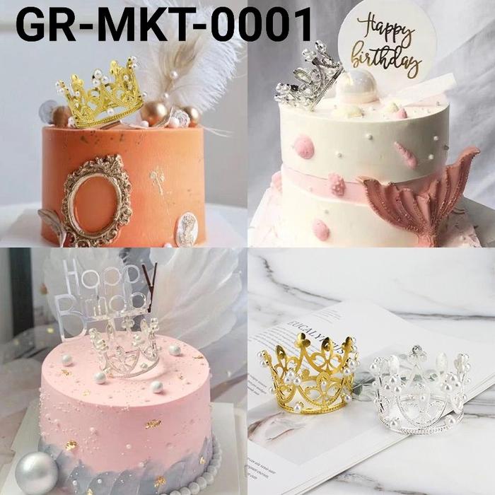 GR-MKT-0001 Cake topper hiasan kue cake mahkota tiara crown raja ratu