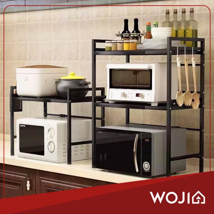 Rak Microwave Oven Tingkat Susun Meja Dapur Adjustable Serbaguna