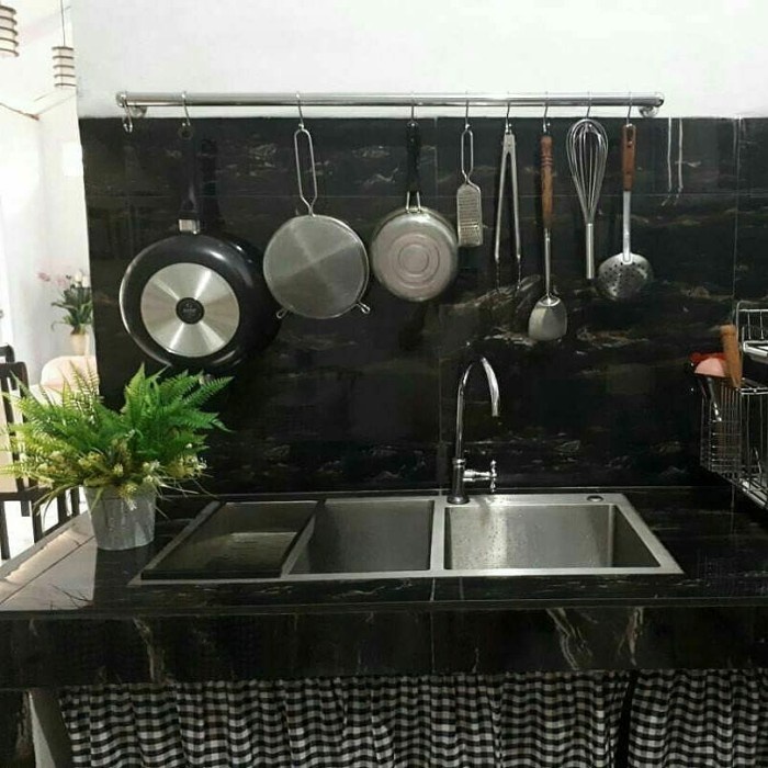 Rak Dapur Gantung Stainless, Rak Gantungan Panci, Rak Dapur Serbaguna