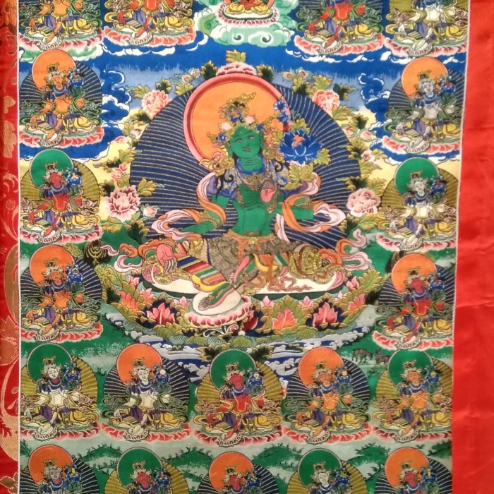 Thangkha Lukisan 21 A Bordiran Kain Tibet Asli