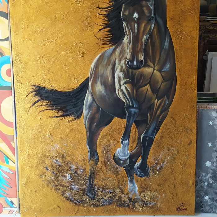 Lukisan Kuda Hitam Berlari