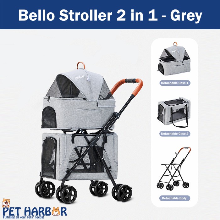 Pet Dog Cat Stroller Kereta Dorong Troli Anjing Kucing Bello Tingkat