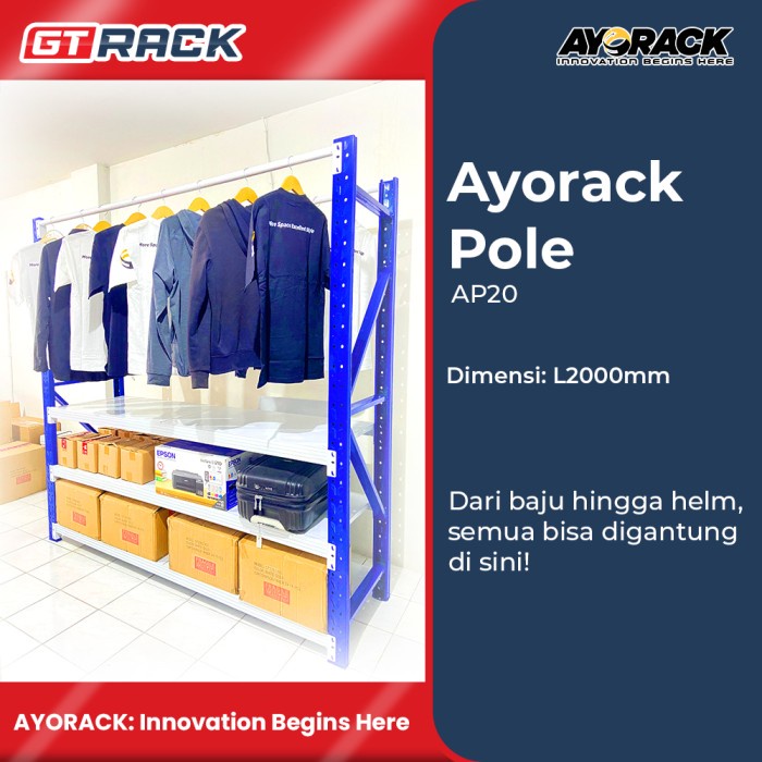 TERLARIS ACCESSORIES RAK GUDANG AYORACK POLE AP20 ACC BESI BEAM 2 METER HANGER BAJU PAKAIAN RUMAH
