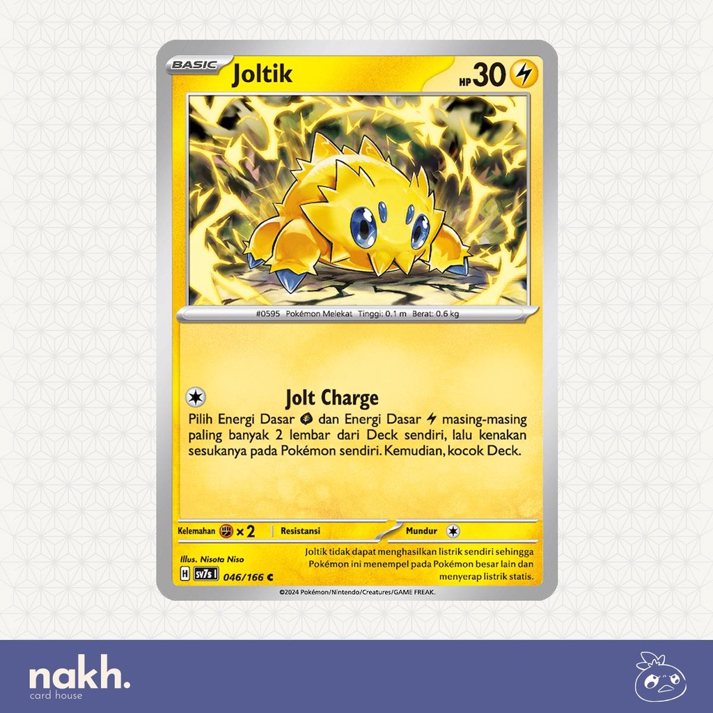 Kartu Pokemon TCG Indonesia bimbingan rasi sv7s 046/166 Joltik