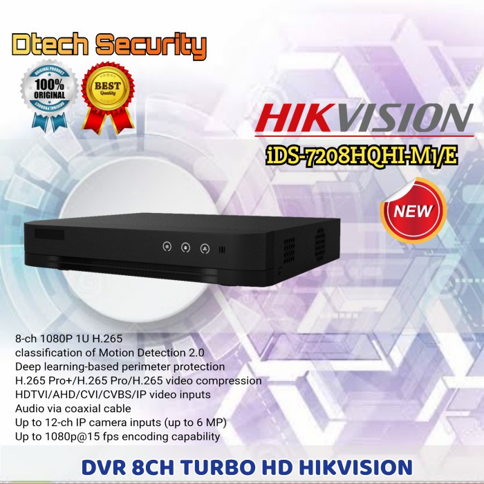 DVR HIKVISION IDS-7208HQHI-E-DVR 8 TURBO HD HIKVISION H.265