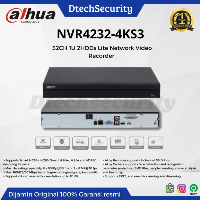 NVR 32 DAHUA DH NVR 4232 4KS2