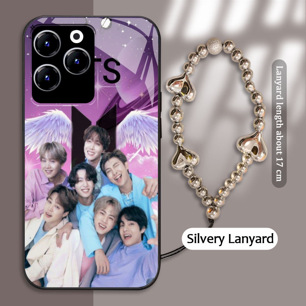 Tempered Glass case For Infinix Hot 9 10 11 PLAY 30i 40 kasing Handphone Band Korea BTS Casing Keras