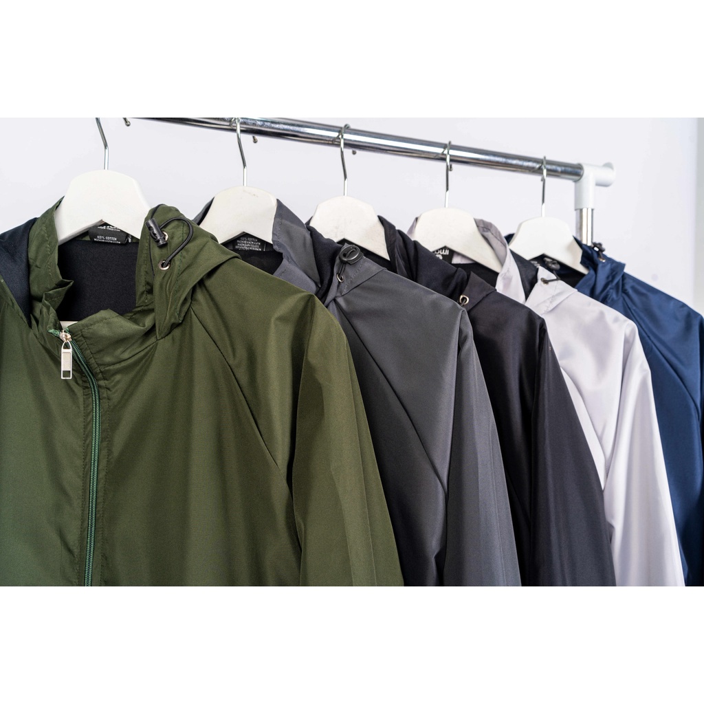 BEST SALE Jaket Parasut Windrunner Olahraga Polos Hitam Pria Wanita