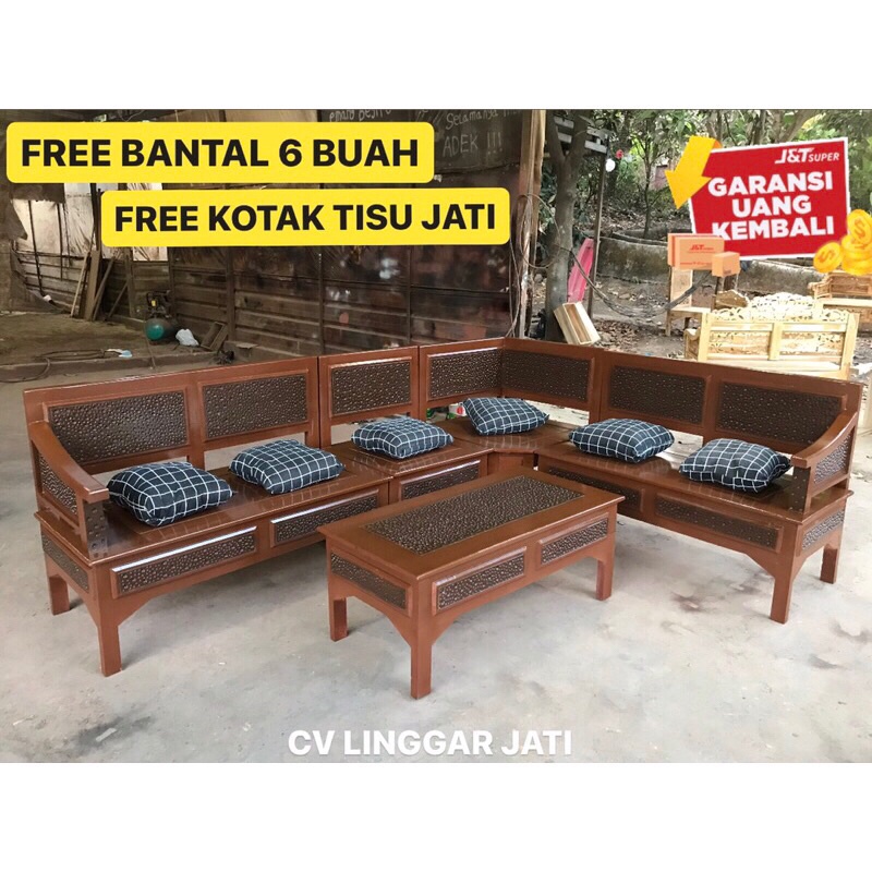 Mentah - Kursi Tamu Minimalis Kursi Sudut Pojok Ceplok Set Kursi Ruang Tamu Murah Khas Jepara Promo 