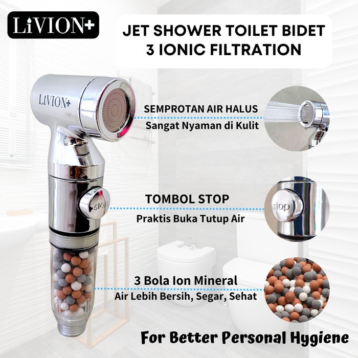 Livion+ Jet Bidet Toilet Filter Ion / Bidet Spray Toilet Kloset Cebok