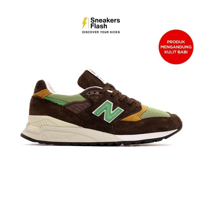 NEW BALANCE 998 Made In Usa Brown Green Sepatu Sneakers Pria - U998BG - Size 44