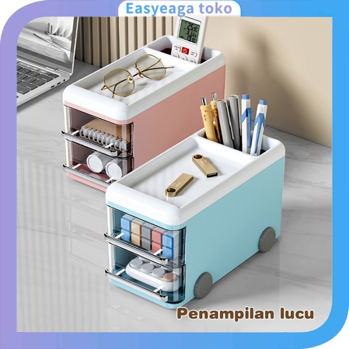 

TERBARU! Kotak Penyimpanan Alat Tulis Tipe Tempat Pena Kartun Laci Transparan Desktop Organisasi