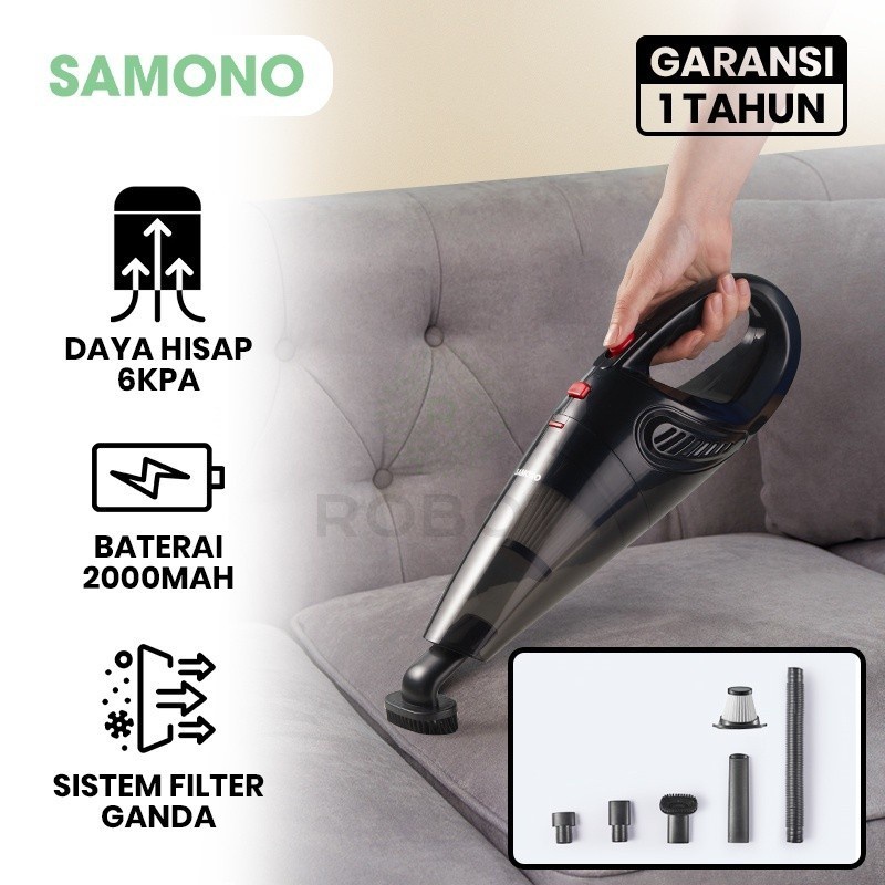 SAMONO SW-VC06 Handheld Vacuum Cleaner Dengan Hisap Tinggi Nirkabel Pemakaian 25 Menit USB Charging 