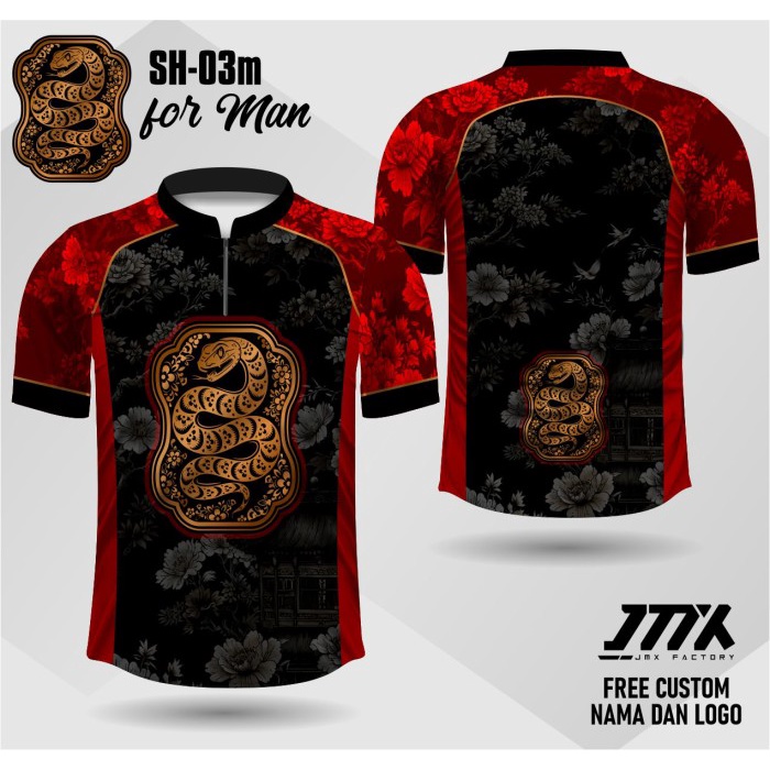 PROMO imlek baju cheongsam pria kaos jersey cheongsam pria kaos imlek gong xi fa cai shio ular