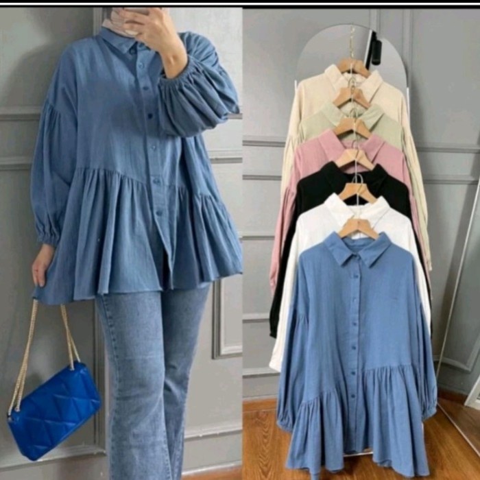 TERBARU HANUM Atasan Kemeja Wanita Bahan Crinkle Airflow Baju Atasan Wani