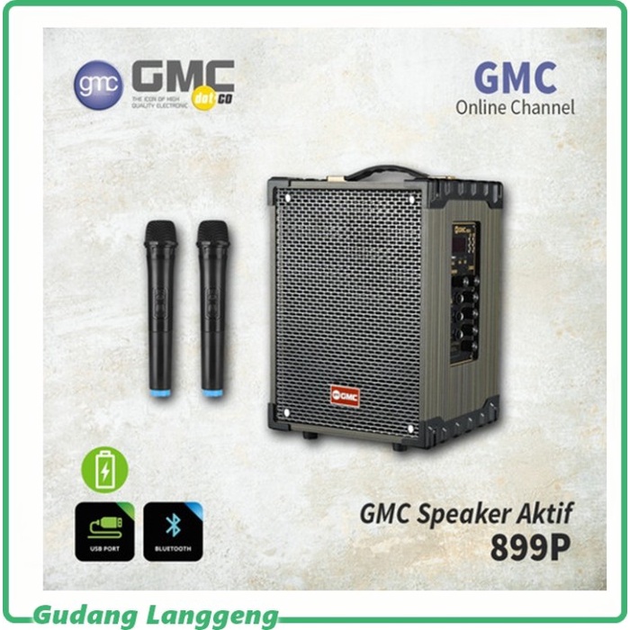 Speaker Aktif Portable Bluetooth 8in Free Mic Wireless 2 pcs GMC 899P
