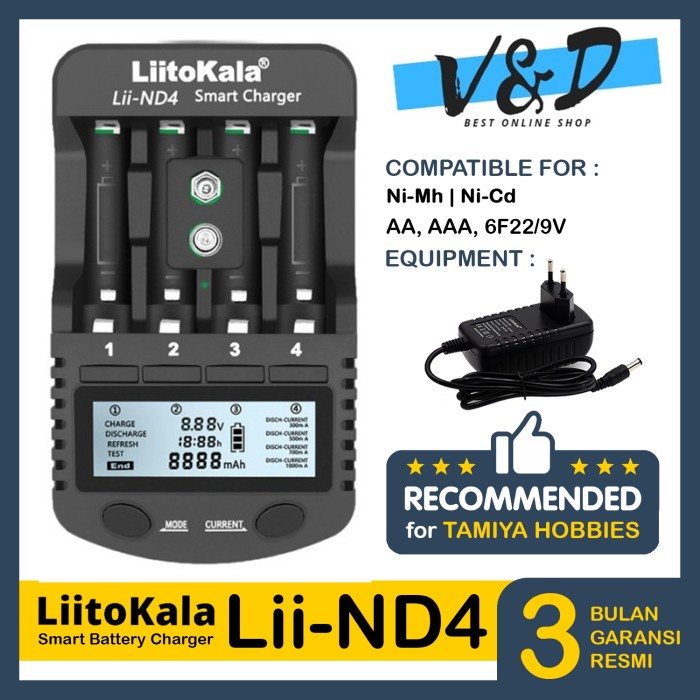 Charger Baterai Liitokala Lii ND4 / Charger Baterai AA / Charger Tamiya