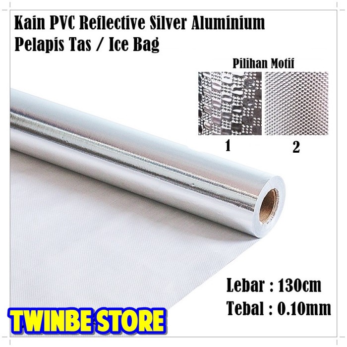 TERBARU Kain PVC Reflective Silver Aluminium / Plastik Bintik Silver Lapis Tas