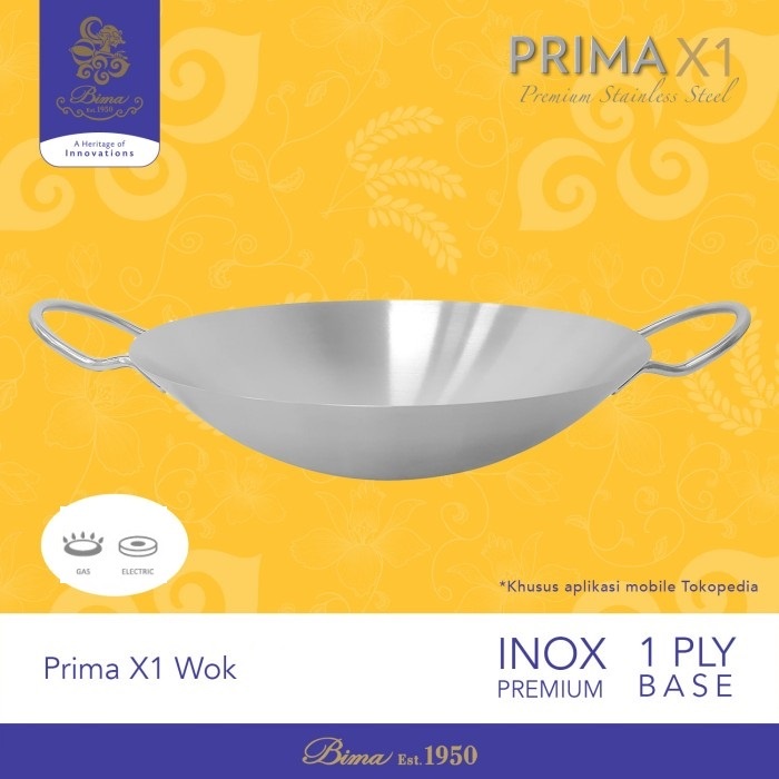 Wajan Wok Stainless Steel Bima Prima X1 Asian Wok 26 Cm 30 Cm