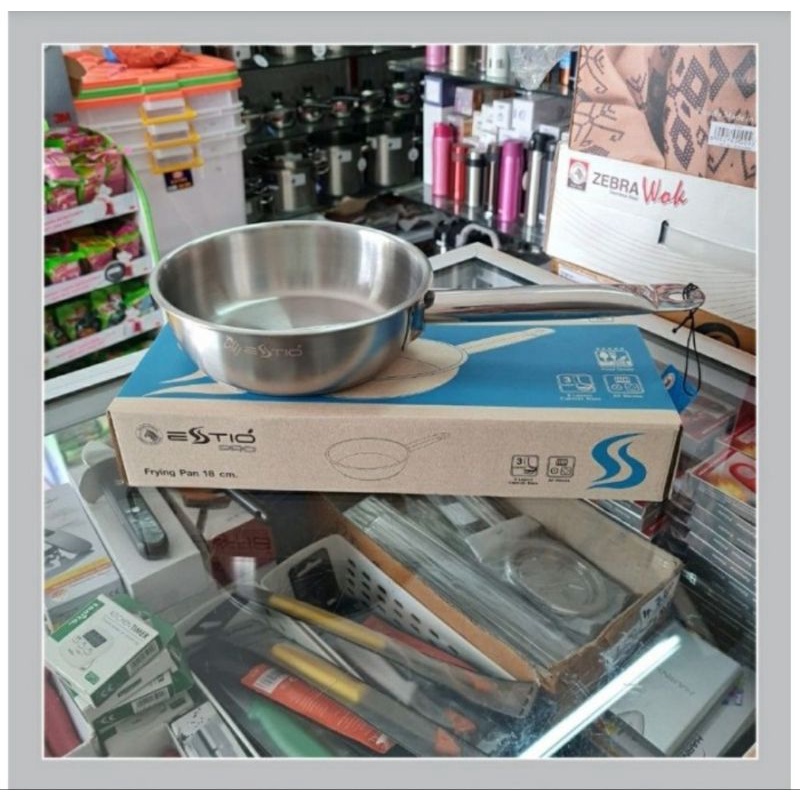 Frying Pan ZEBRA 18 Cm Estio Pro 175088 - Wajan Penggorengan Kuali Stainless