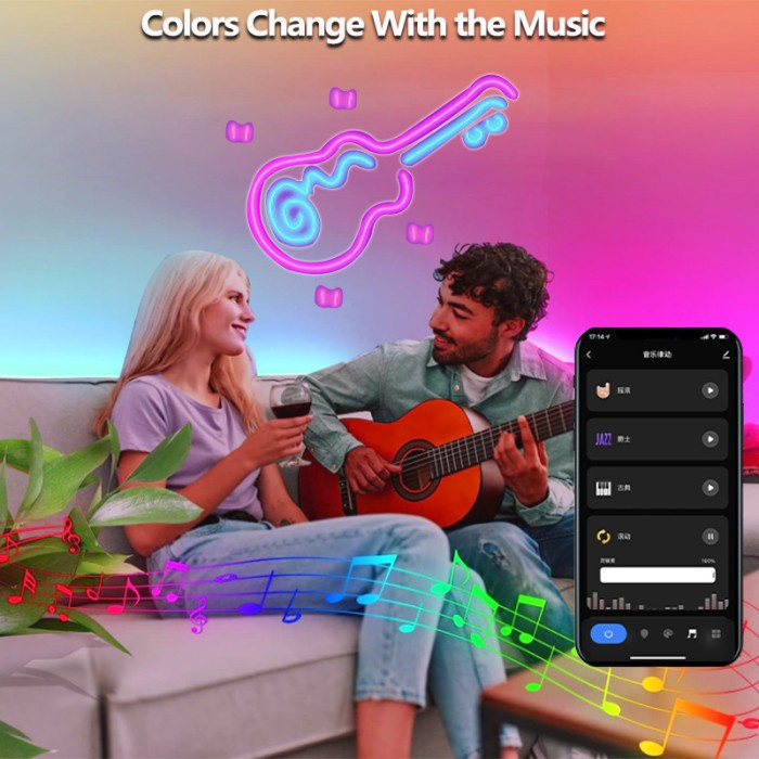 LED NEON FLEX RGB 5M METER DC 24V SENSOR SUARA - 5 METER Lampu Neon Flex Lampu Strip Led Neon