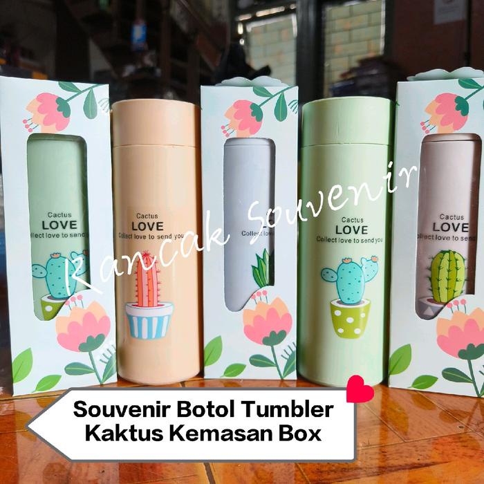 ISI 10 PCS SOUVENIR BOTOL MINUM KACA MOTIF KAKTUS 450ML KEMAS BOX SOUVENIR PERNIKAHAN KHITANAN ULANG