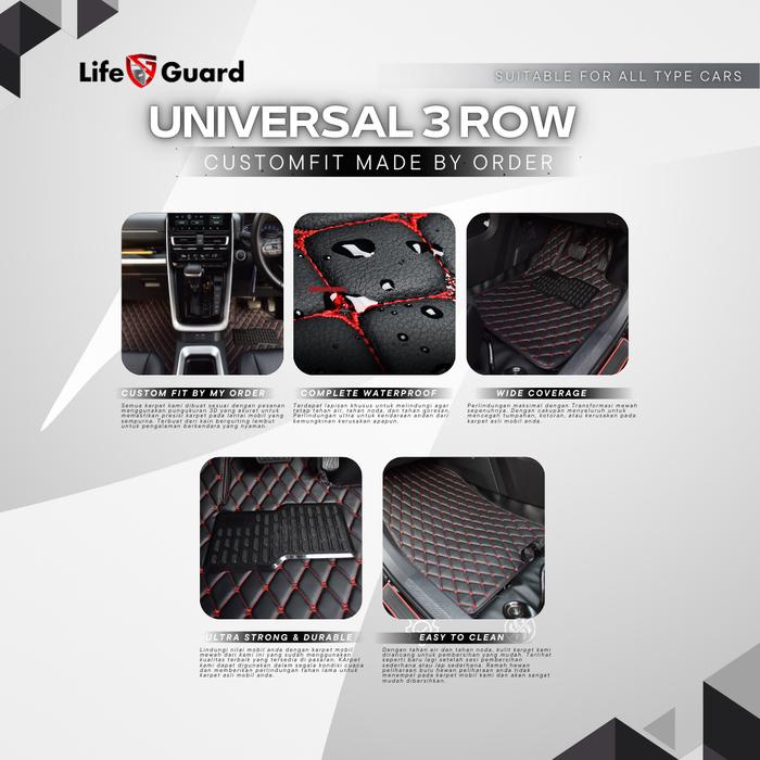 [Lifeguard] Aksesoris Interior Karpet 7D Mobil Toyota Kijang Innova Tahun 2013 - 2015 Fullset Bagasi