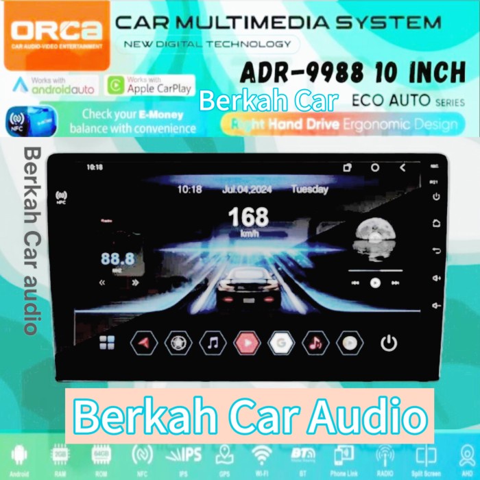 Orca ADR-9988 eco auto Android 10 inch tv mobil