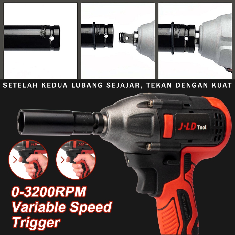 Favorit JLD 88VF Brushless Mesin bor Impact baterai 13MM Cordless Impact wrench Impact jld JV88