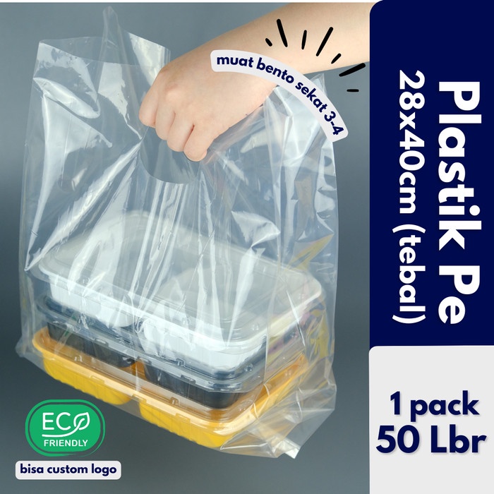 PRODUK TERBATAS KRESEK KANTONG PLASTIK PE BENING 28x40 BAHAN TEBAL BENTO LUNCHBOX CUP