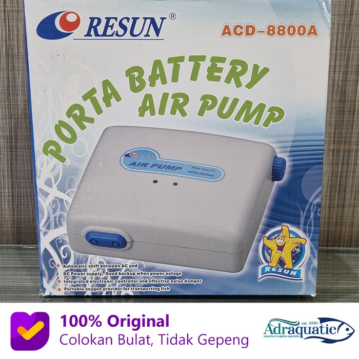 RESUN ACD-8800A PORTA BATTERY AIR PUMP POMPA UDARA AERATOR AQUARIUM