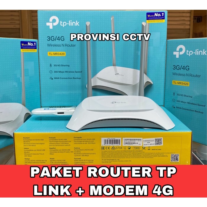 PAKET ROUTER TP LINK + MODEL 4G / PLUG & PLAY / WIFI INTERNET GSM