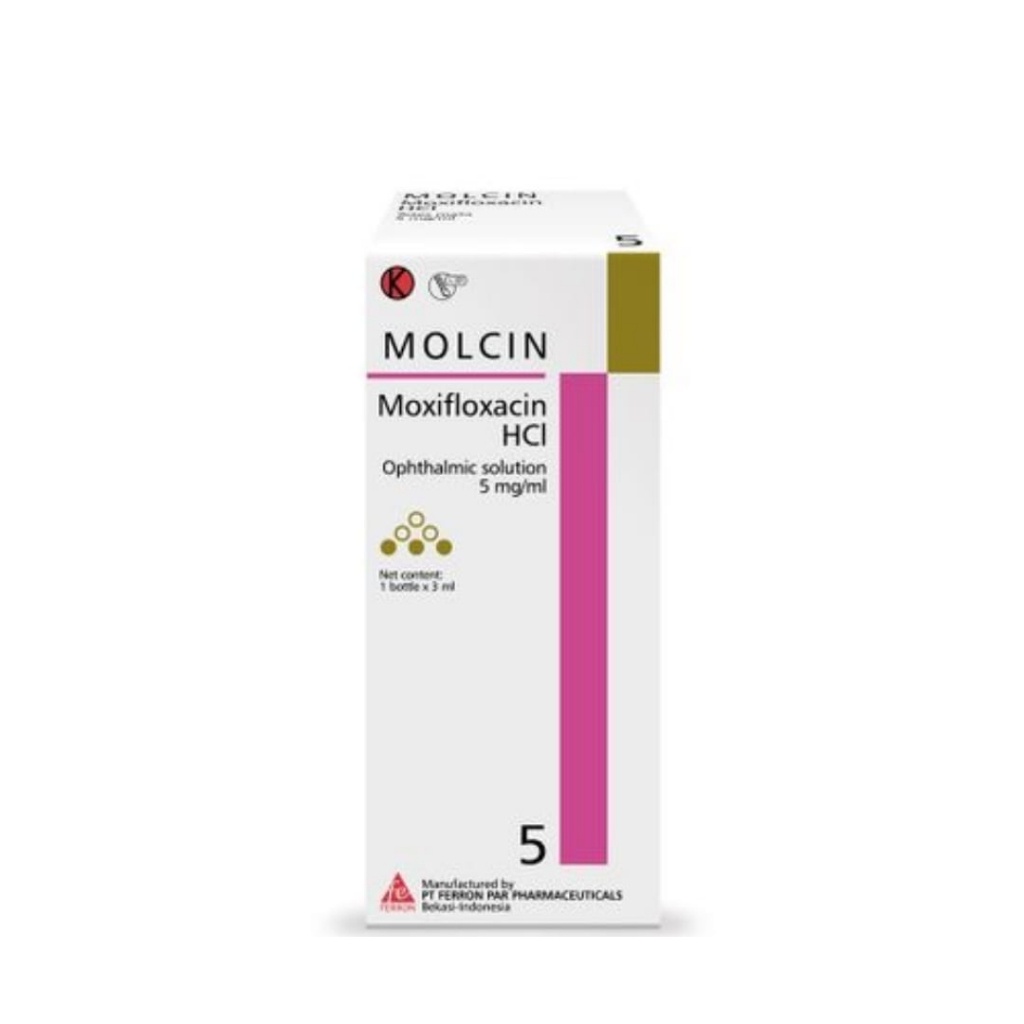 MOLCIN 0.5 ML TETES MATA 3 ML / MOLCIN 0.5 ML EYE DROPS 3 ML / MOXIFLOXACIN HCL / Terapi Keratitis B