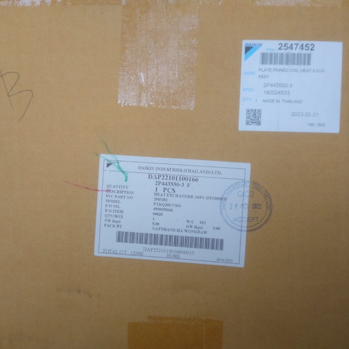 Evaporator Indoor AC Daikin Std Inverter Thailand 1/2 3/4 1 PK FTC20NV14 FTKC15TVM4 FTKC20TVM4