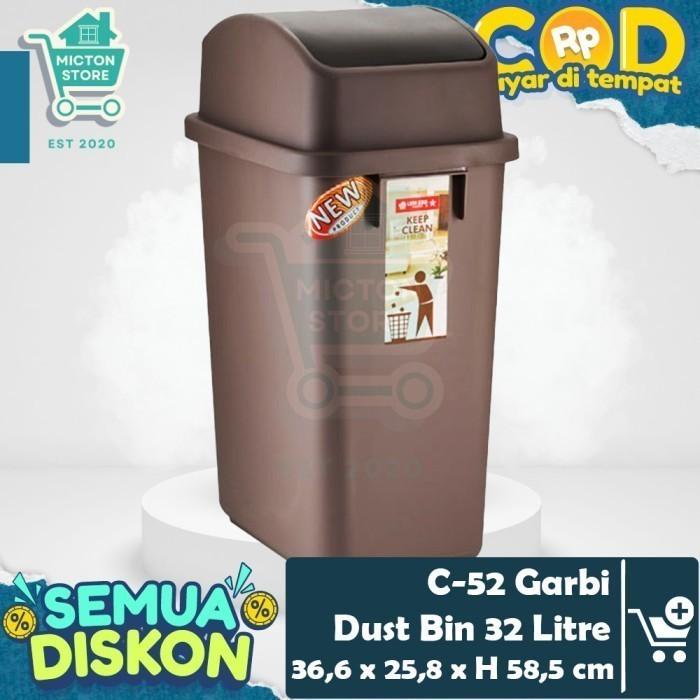 PREMIUM MICTON Lion Star C-52 Garbi Dust Bin 32 Liter Tempat Sampah Tutup Ayun Kamar Mandi Kantor