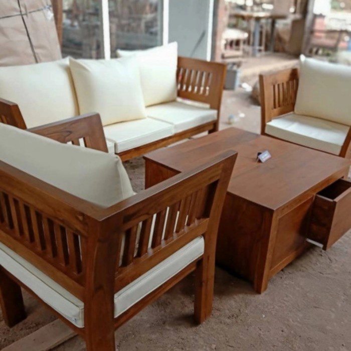 PREMIUM kursi tamu kayu jati+busa