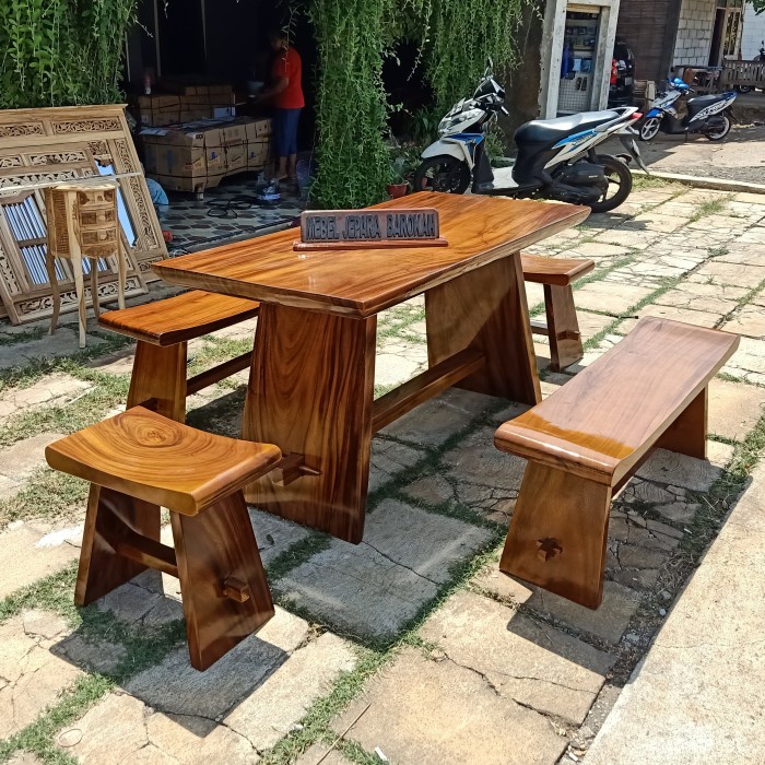PREMIUM dining set meja makan kursi minimalis kayu trembesi suar solid