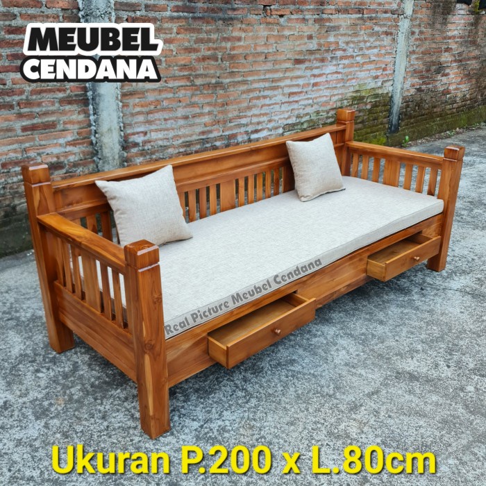 PREMIUM Bale Bale Kursi Teras Kayu Jati Plus Sofa Matras / Bangko Sofa Kursi