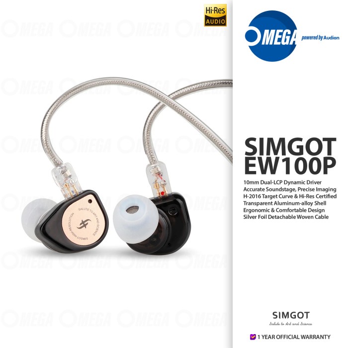 TERBARU SIMGOT EW100P 10mm Dual-LCP Dynamic Driver 2pin Hi-Res In-ear IEM