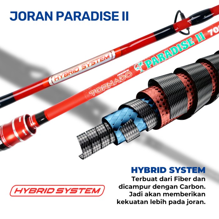 Joran Tornado Paradise II Fiber Solid Full Eva Garansi 1 Tahun
