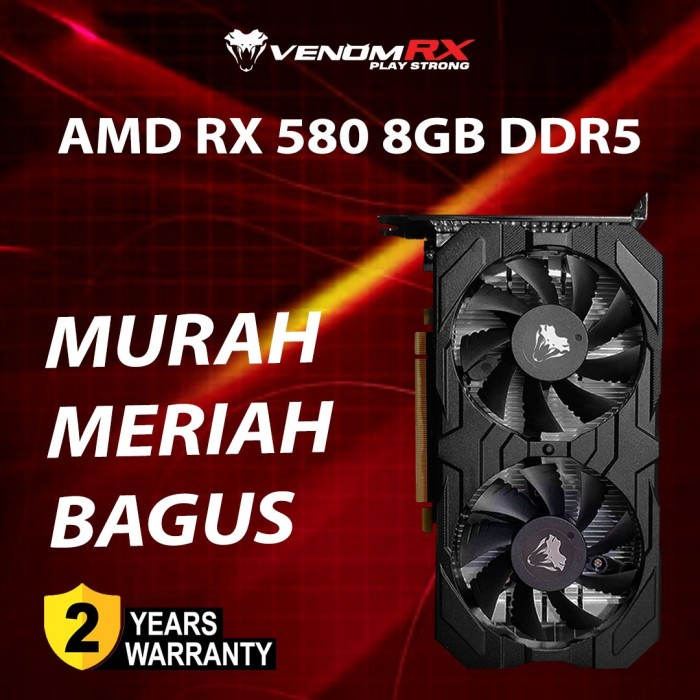 BISA GOSEND VGA VENOM RX RADEON RX 580 / RX580 8 GB DDR5 256BIT DUAL FAN BEST SELLER