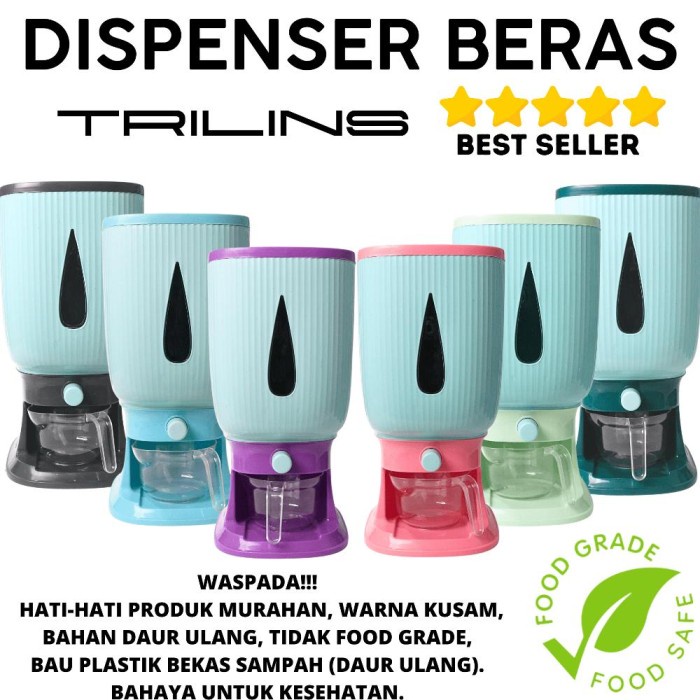 Dispenser Beras TRILINS Modern Wadah Penyimpanan Beras Ukuran 10kg Kode 309