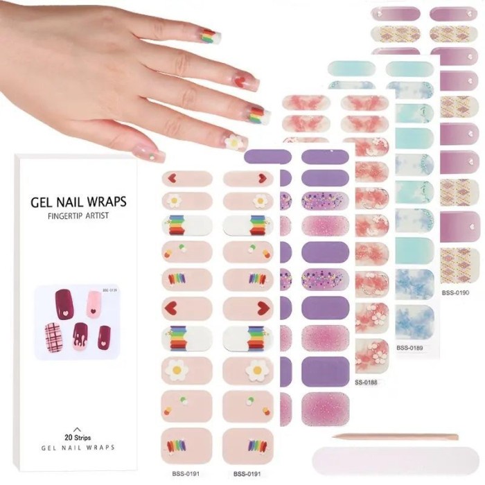 TERBARU! Stiker Kuku Gel Semi Cure Gel Wrap Sticker Nail Art Tangan Kaki Toe