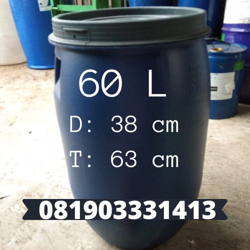 Tong Tempat Sampah / Drum Air Tebal 60 Liter L / Gentong Biru Terbaru