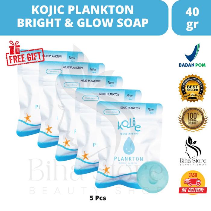 PAKET [5 PCS] KOJIC PLANKTON BRIGHT AND GLOW SOAP Mencerahkan Kulit Acid Hitam